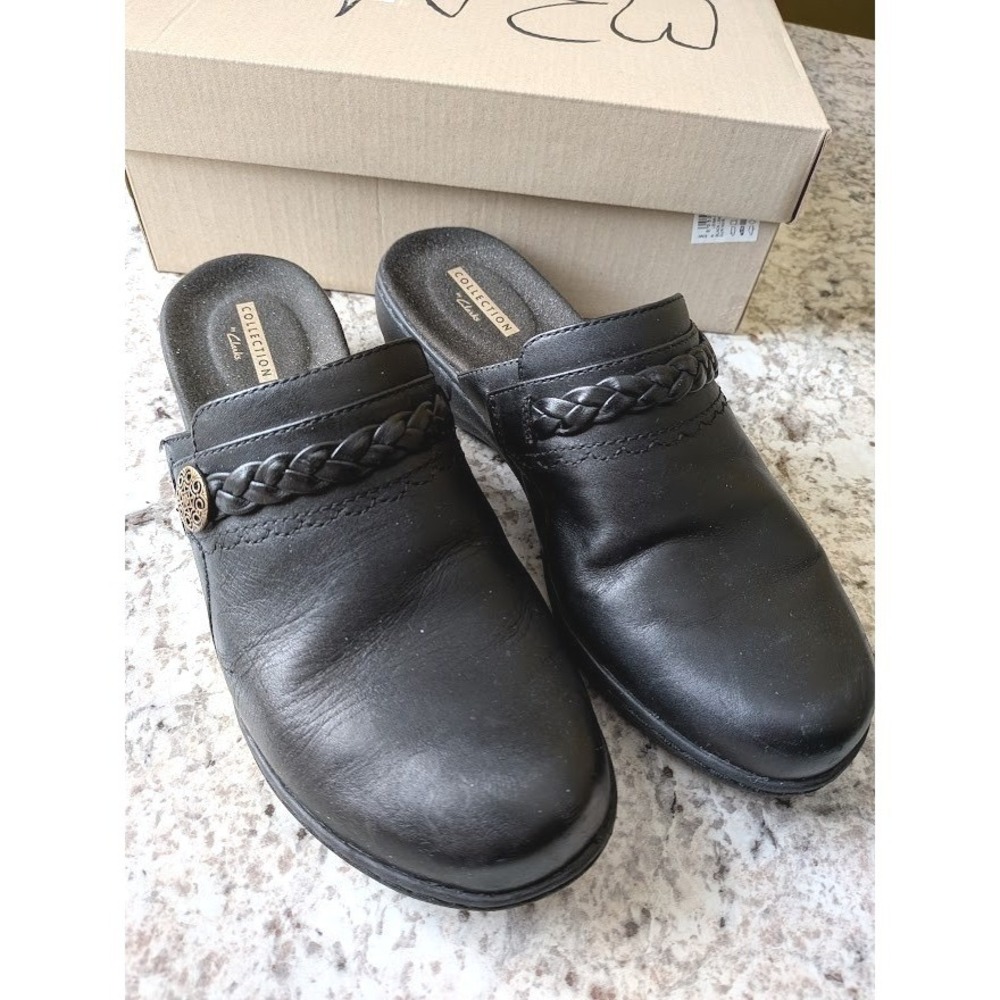 Clarks Leisa Carly Clogs Womens 7 Braided Leather Boho Comfort Mules Classic